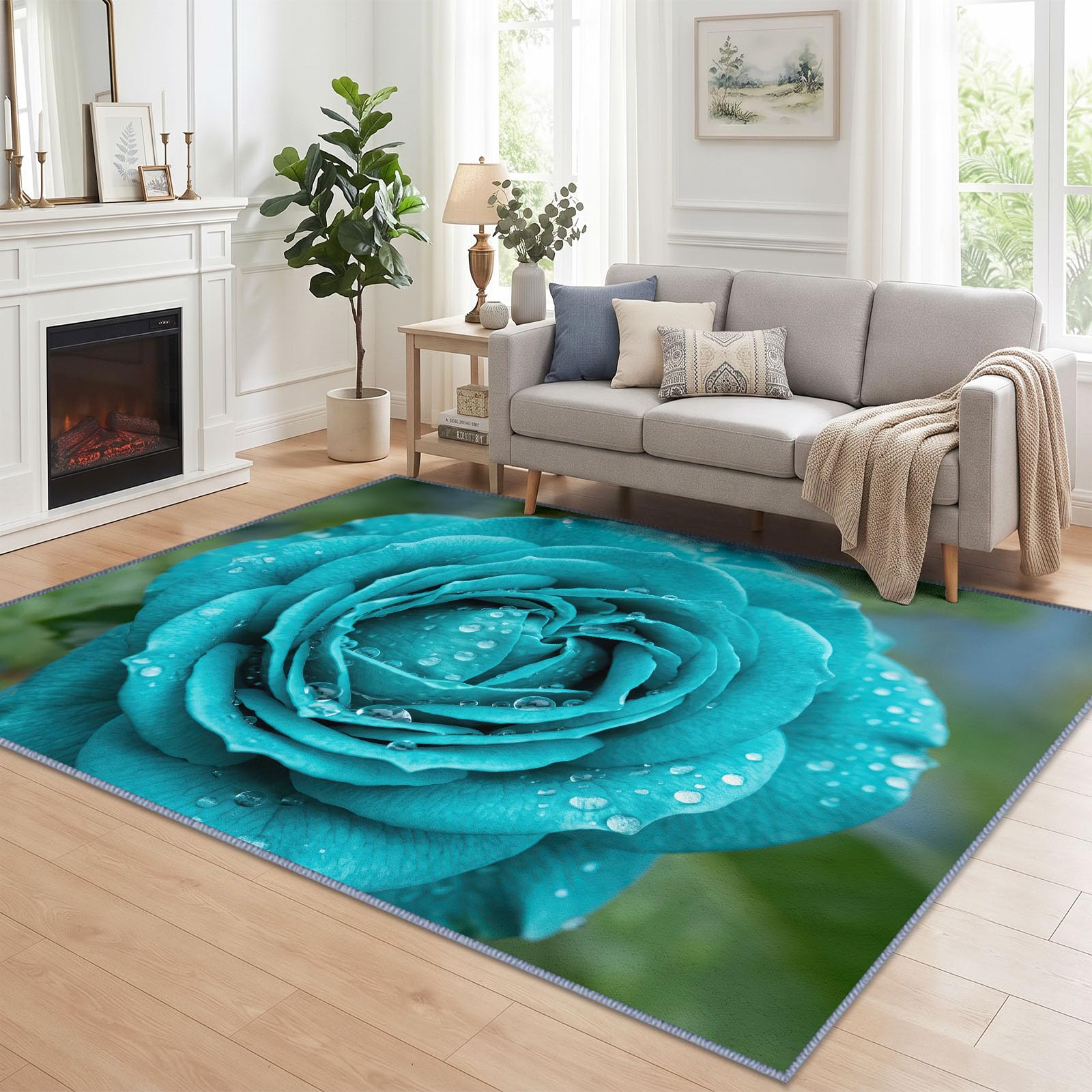 Générique Campagne Floral Rose Tapis Salon 80 x 150 cm Lavable en Machine