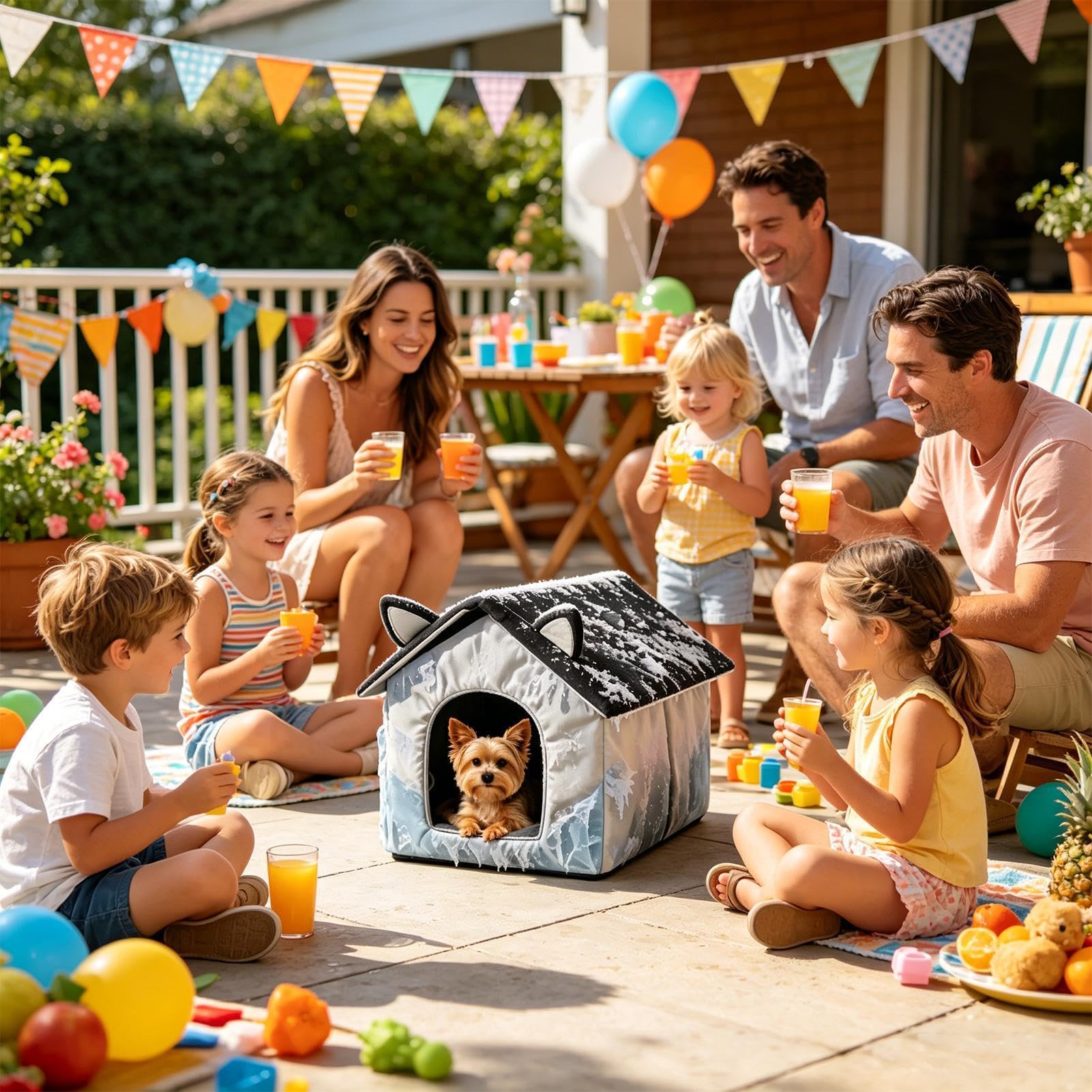 Niche de refroidissement pour animaux de compagnie – Niche thermique pliable avec 8 blocs de glace, niche portable pour chien, sanctuaire d'été pour chiot, régulation de la température intérieure