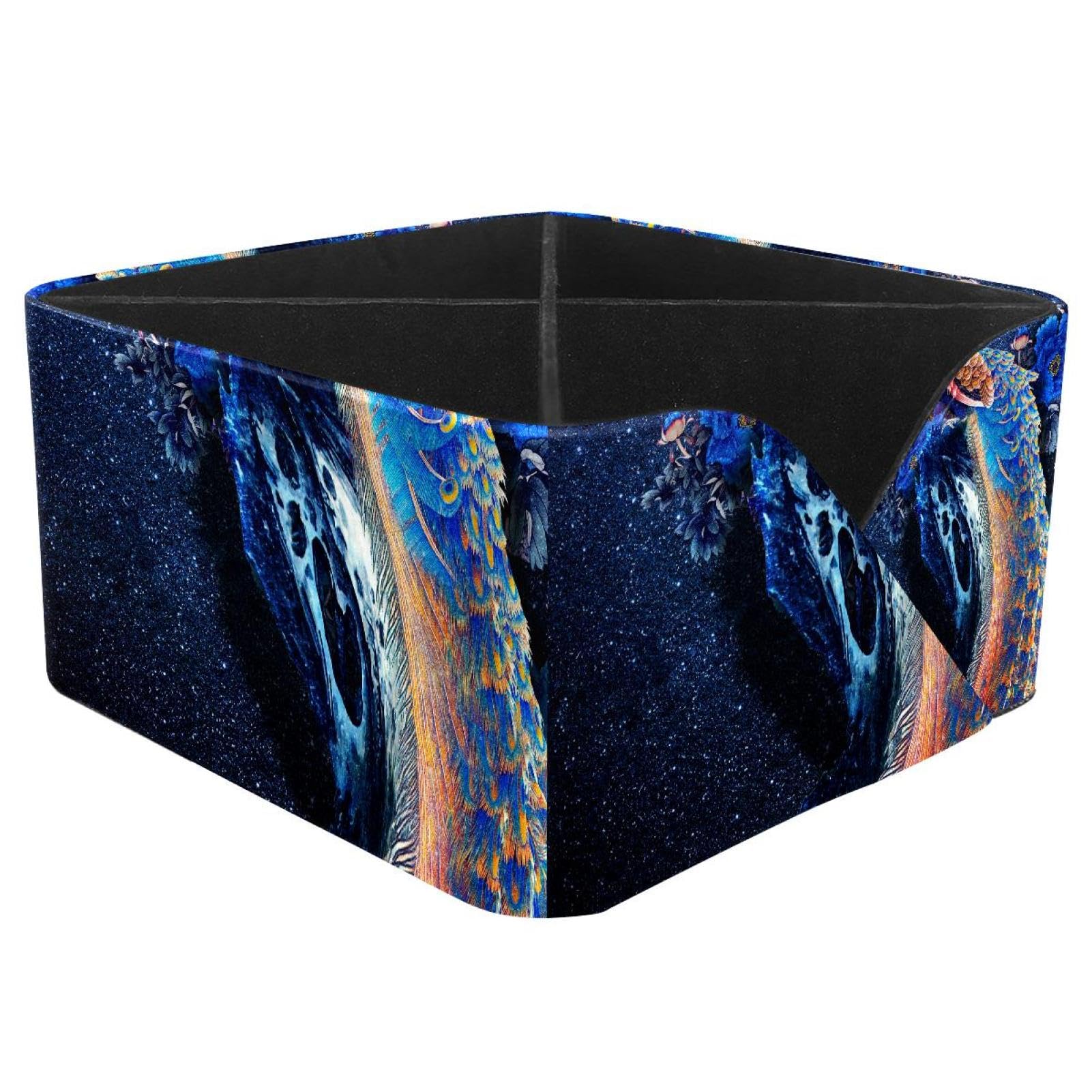 KengjuTesu Galaxy Peacock Bird Desktop Organizer Pen Holder, Rectangular Pencil Cup for Office, Study and Makeup Stations