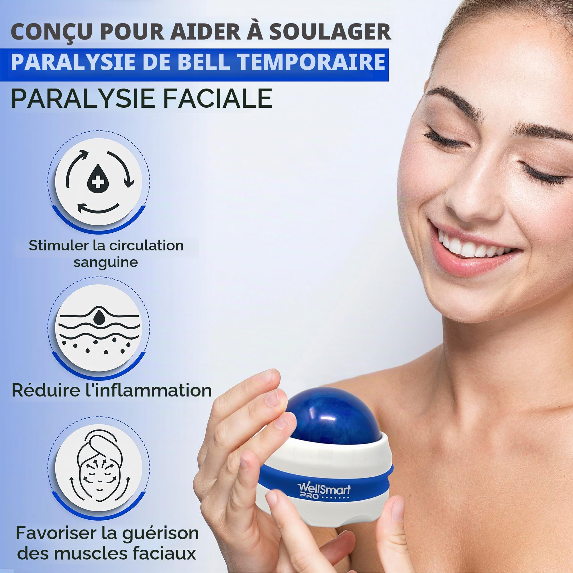 Bell Lot de 2 masseurs de paralysie et stimulateur facial pour paralysie, nerfs et muscles, soulage la raideur et l'inflammation du visage, sous les yeux, la mâchoire, la bouche
