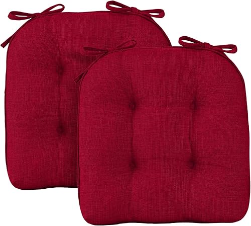 Miniatura 2 de Cojines para sillas de comedor, paquete de 2 unidades, 15.5 x 15.5 pulgadas, cojines para sillas de cocina con lazos y respaldo antideslizante,