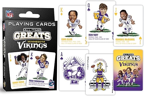 Miniatura 4 de MasterPieces Naipes - Naipes de Minnesota Vikings All-Time Greats - Baraja de cartas con licencia oficial para adultos, niños y familia