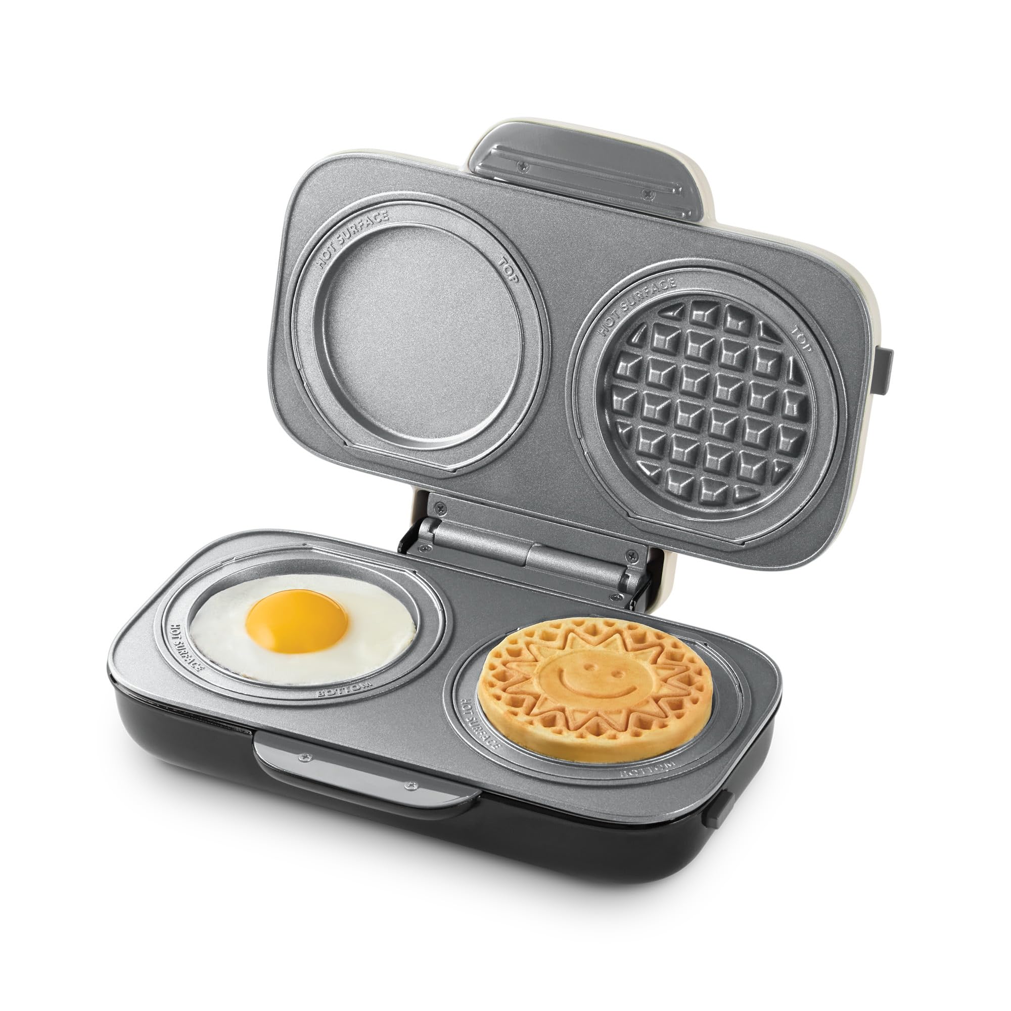 Dash MultiMaker® Double Mini Maker System - Dual Ceramic Nonstick Cooking Surfaces - Built-In Cord Wrap - Makes 4-Inch Waffles - Cream, 6 Plates