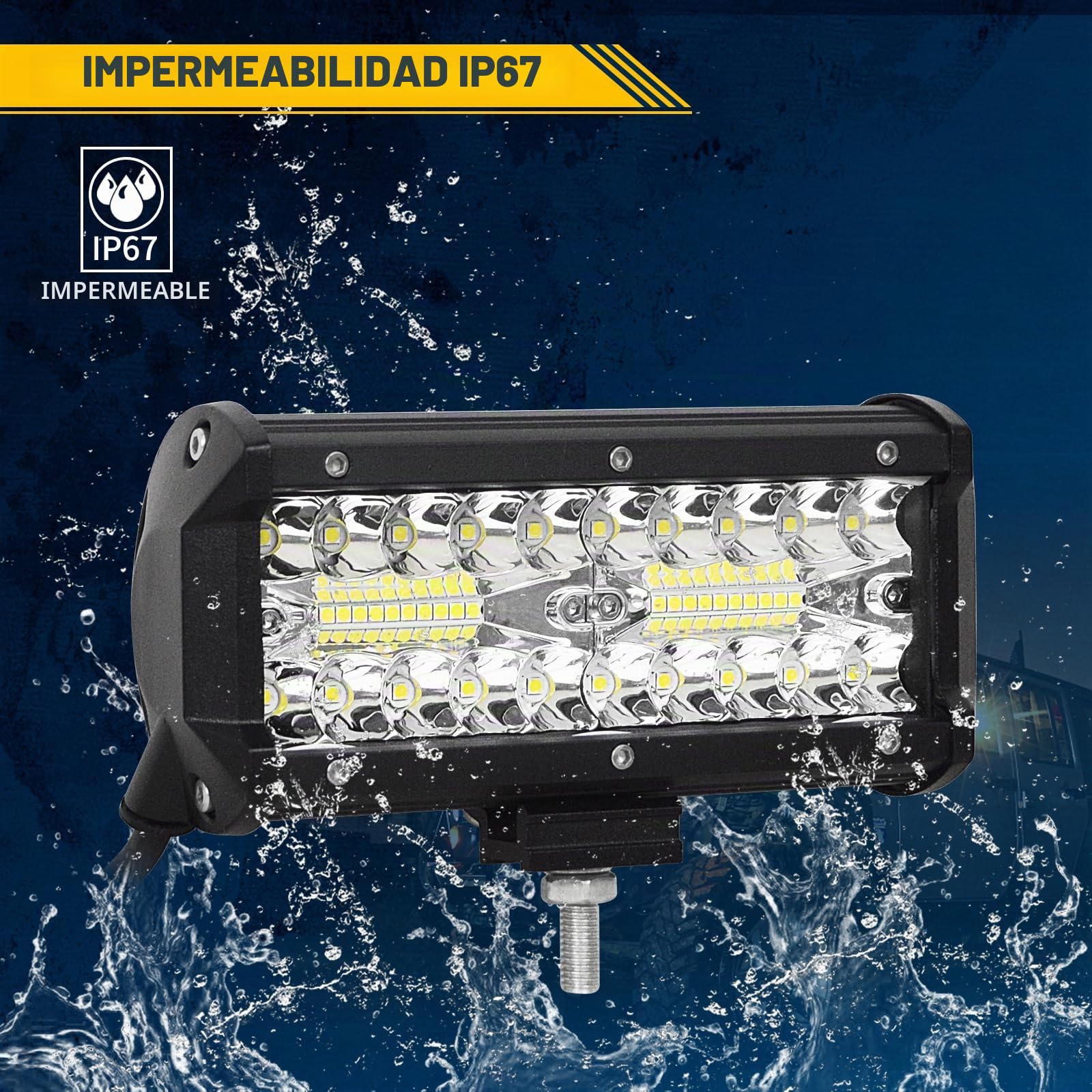 Pack De 2 Focos LED De 7 Pulgadas Para Todoterreno | Luz Combinada De Inundación Y Foco, 9000 Lúmenes