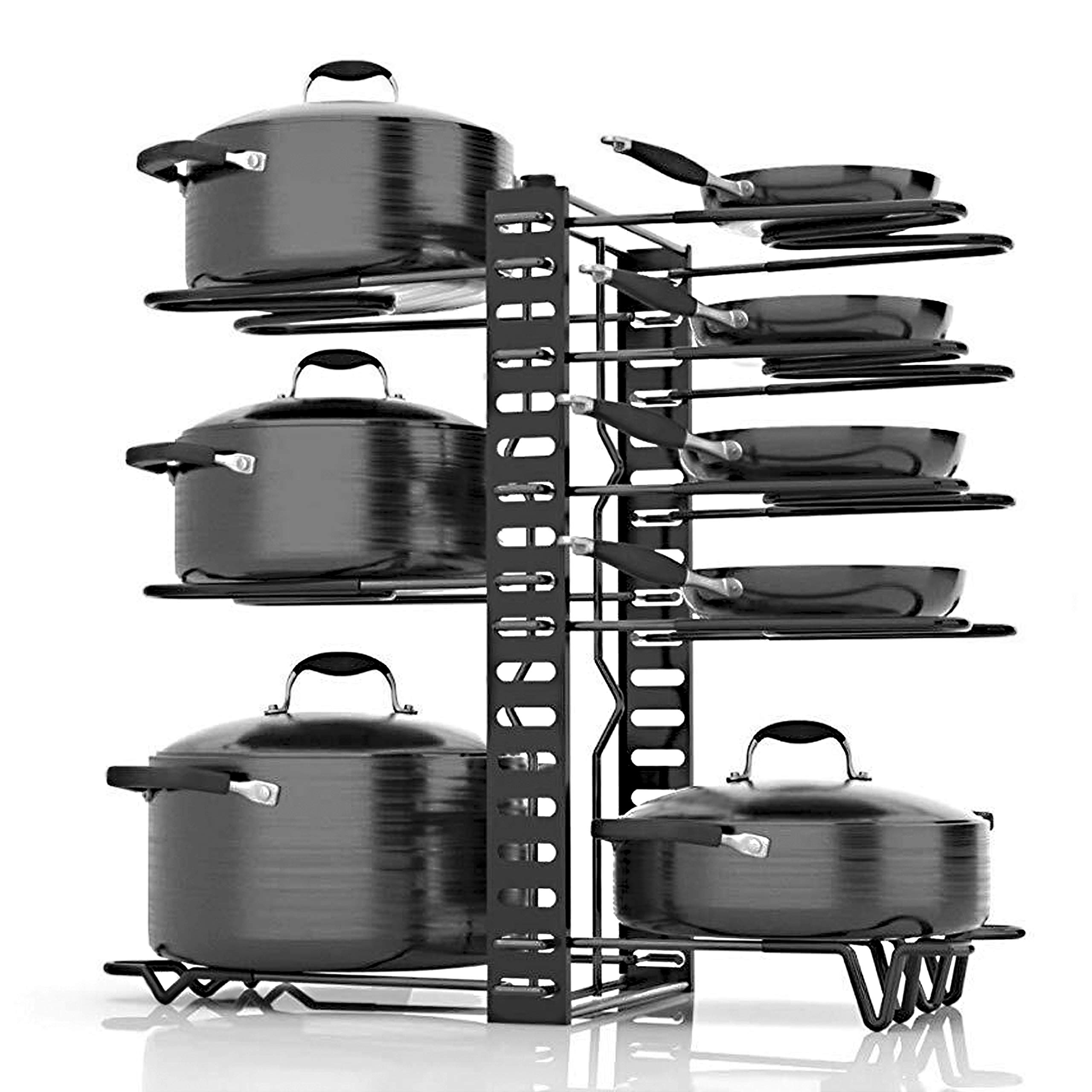 ABOUT SPACEKurtzy Cast Iron Pot and Pan Organizer, Kitchen Utensils Organizer, 8 Layer