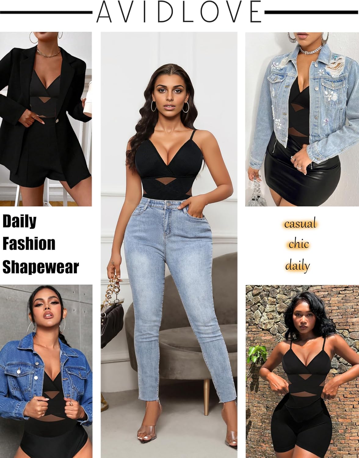 Avidlove Shapewear Bodysuit for Women Body Shaper Tummy Control Shapewear Plus Size Body Suits with Snap Crotch - Image 5