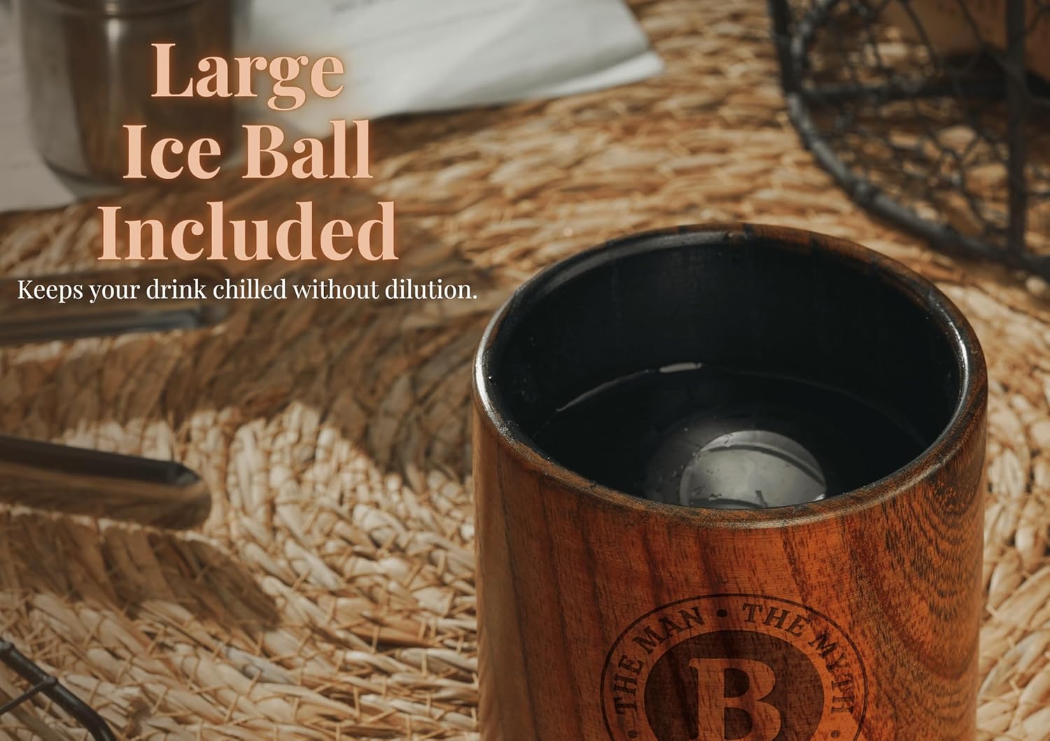 Onebttl Personalized Charred Wooden Whiskey Glasses for Men, Bourbon Drinking Glass, Birthday, Christmas Gifts for Him, the Man the Myth the Legend, A - Image 5