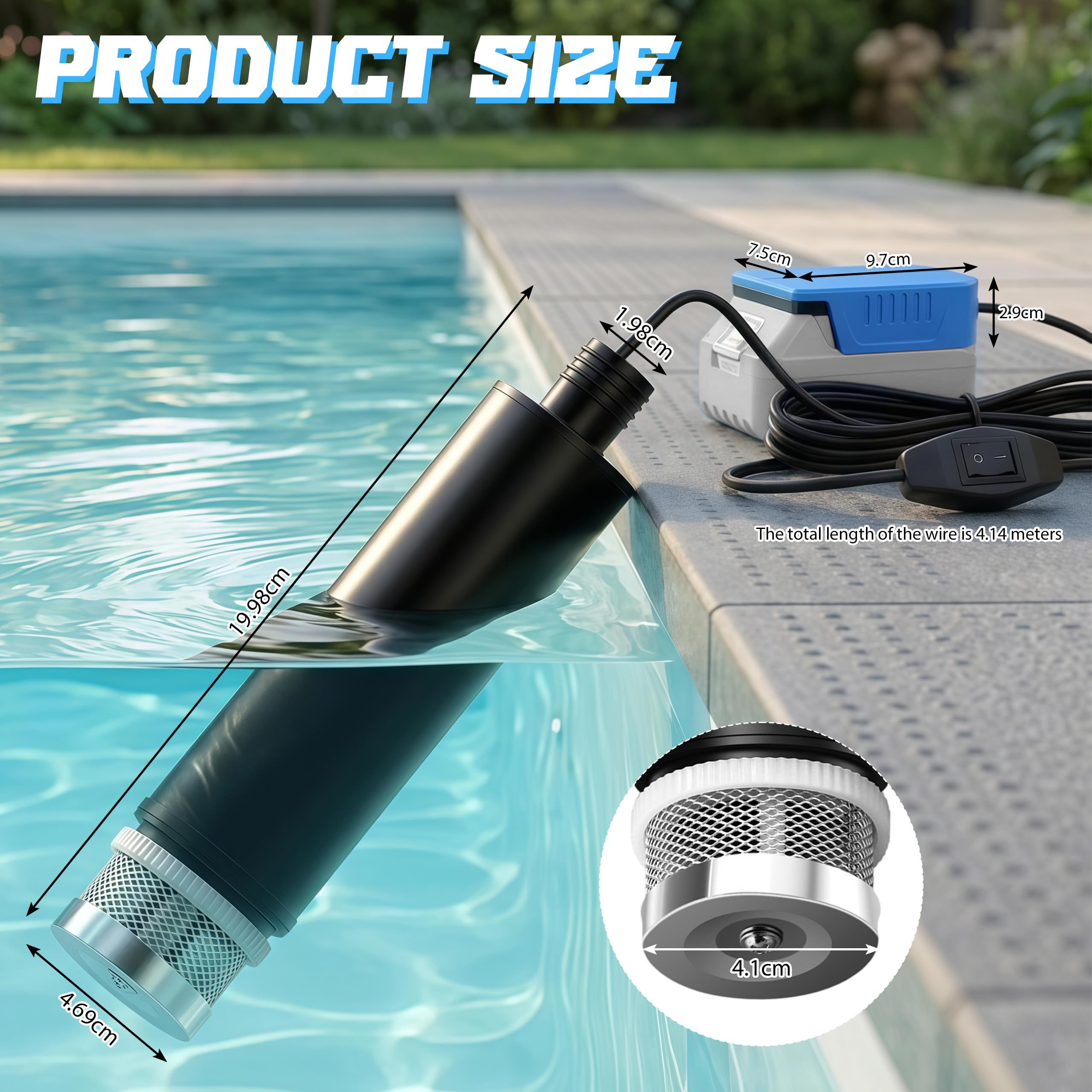 Pompe à eau compatible avec batterie Bosch BAT 18 V, pompe à eau submersible, pompe de transfert d'eau portable pour jardin, réservoir, piscine, étang, aquarium, irrigation et camping