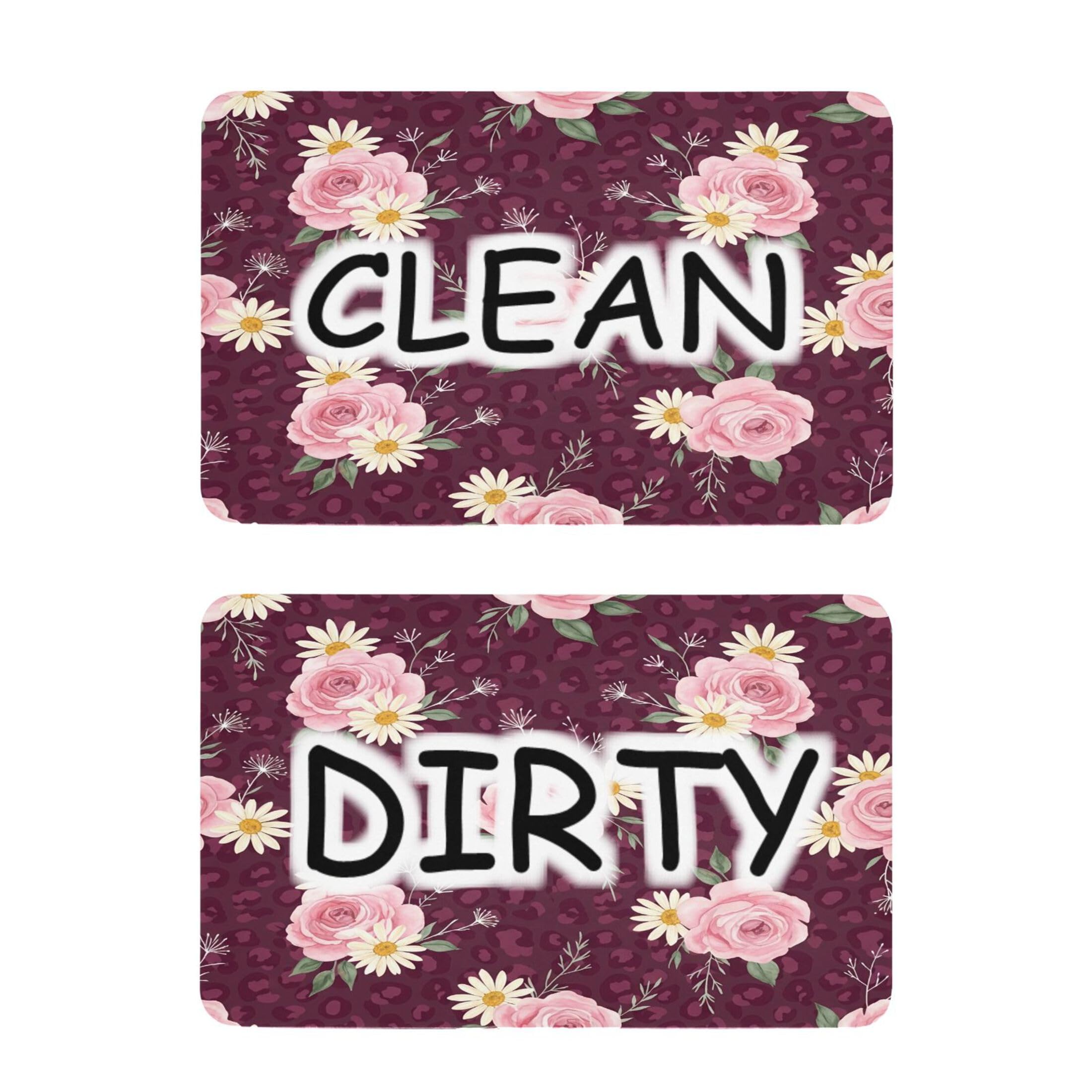 Kutsu Dishwasher Magnet Clean Dirty Sign Indicator, Roses Fridge Magnet, Easy to Read, 2 Pack