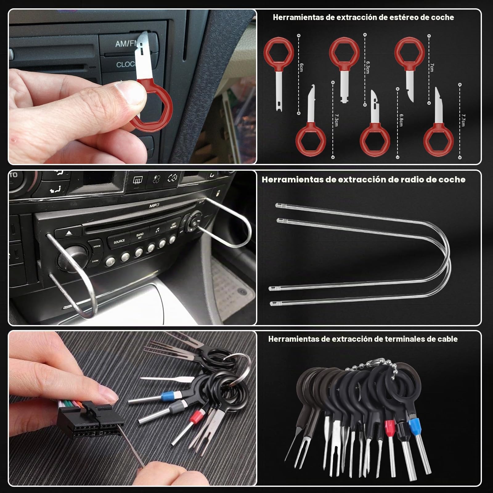 KAOLALI 330 Piezas Herramientas Kit Desmontar Coche,Nailon Reforzado,Rojo | Coche Interior Herramientas de Eliminación, para Desmontar el Audio del Coche y Quitar la Tapicería del Vehículo