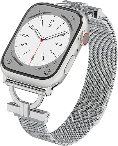 Correa de malla estrecha compatible con Apple Watch Band de 1.496 pulgadas, 1.575 pulgadas, 1.614 pulgadas, 1.654 pulgadas, correa magnética delgada