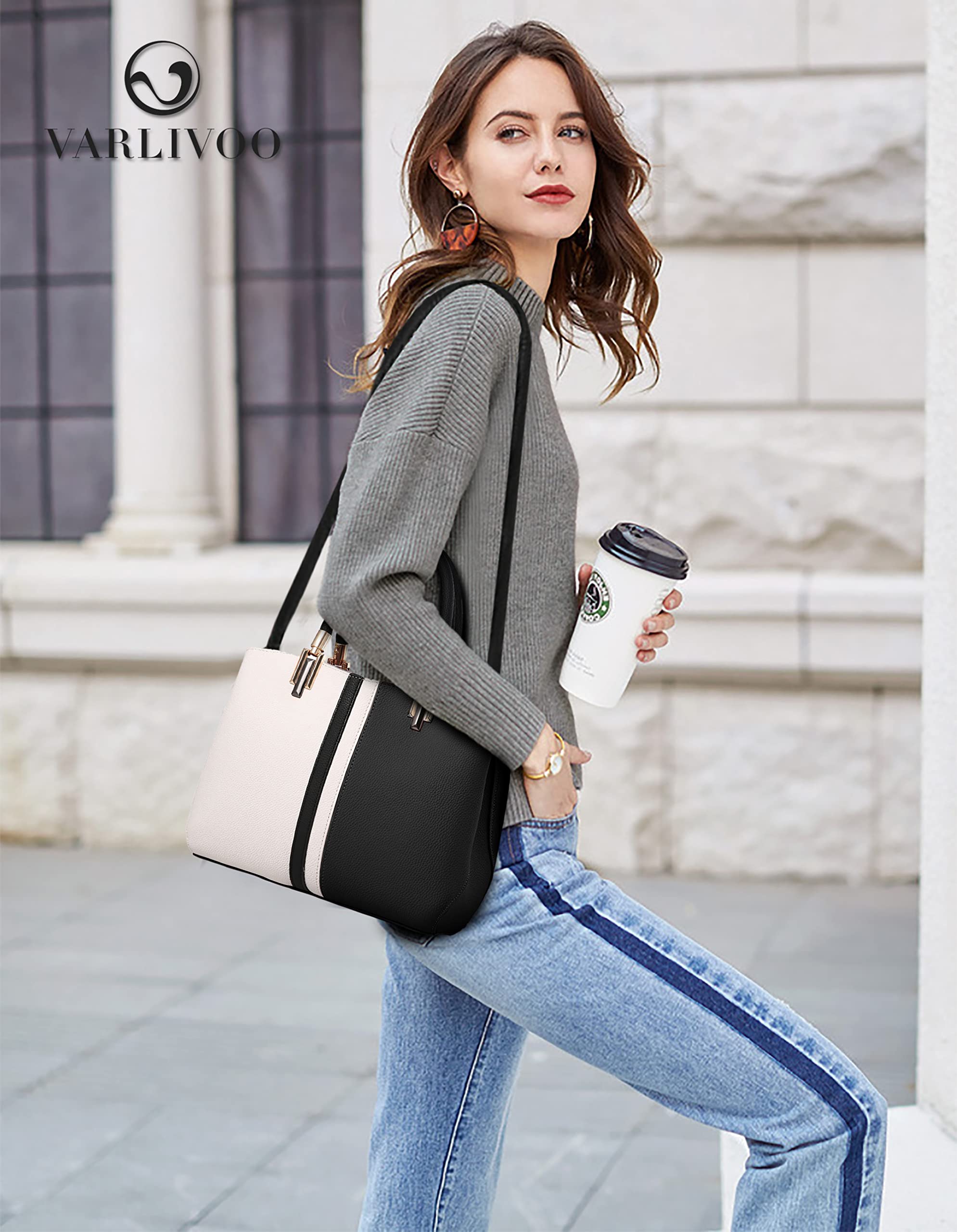 VARLIVOO Nuevo Elegante Bolsos para Mujer Bolsos de Mano Bolsos Mujer Bolso de Hombro de Mujer Totes para Mujer Bolso Señoras Hobo Bolsas PU Cuero Negro