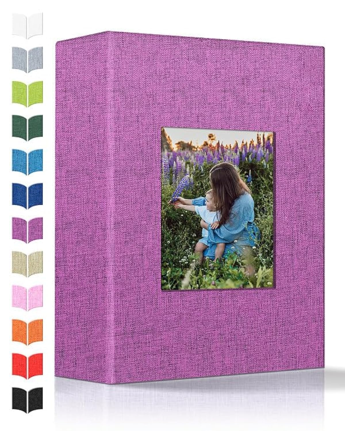 Artfeel Photo Album 4x6 with 100 Pockets,Slip-in Picture Albums,Linen Cover Memory Book with Front Window,White Page Vertical Photo Book for Wedding,Family,Anniversare,Baby,Vacation