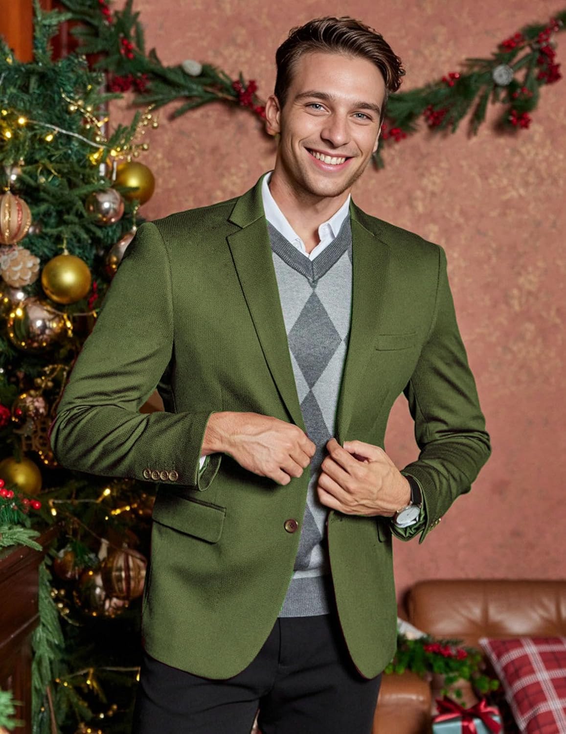 COOFANDY Mens Casual Blazer Slim Fit Suit Jacket Lightweight Knit Sport Coat Two Button Blazer Jacket - Image 2