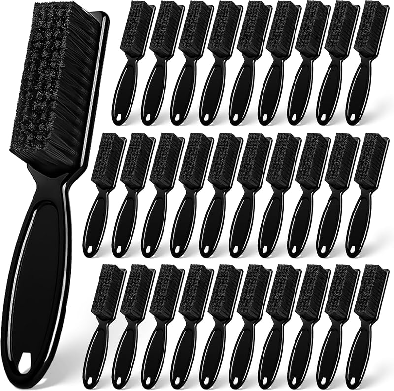 NICEMOVIC Barber Clipper Accessories - 30 Pcs Mini Nylon Brush Set for Blade Trimmer Cleaning, Hair Styling, and Manicure (Black)