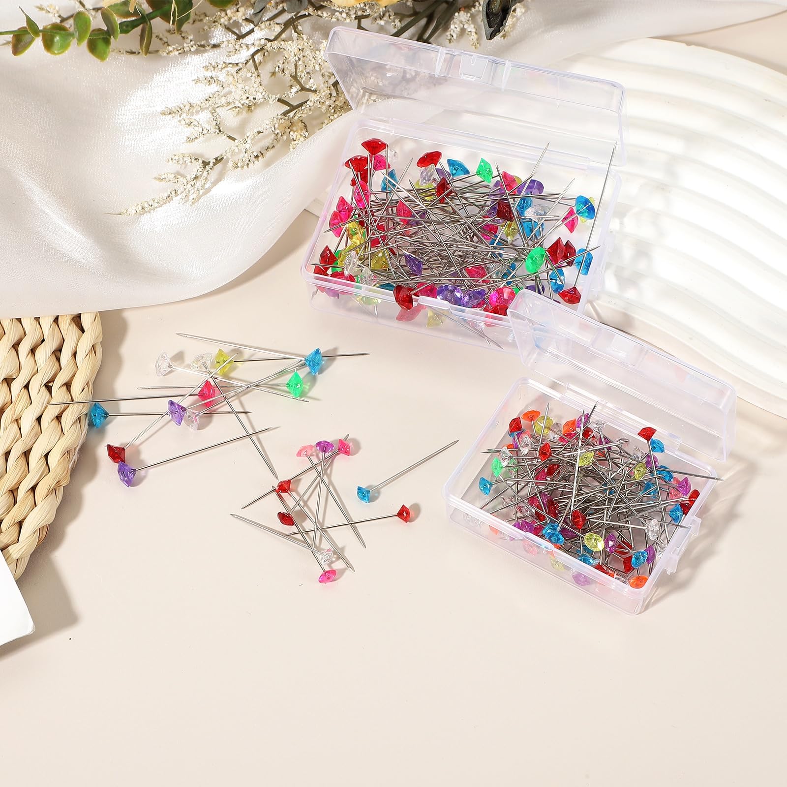 uxcell 200 Stück Blumenstraußnadeln, 3,8 cm, Anstecknadeln mit geradem Kopf, für Hochzeitsstrauß, Nähen, Dekoration, Basteln, bunt