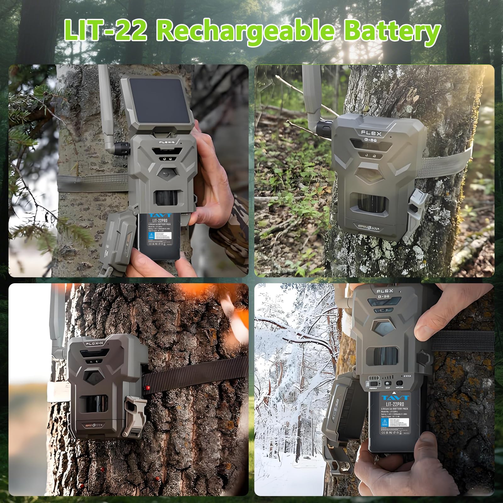 Batterie LIT-22 LIT-22Pro 7000 mAh compatible avec caméra Spypoint Cellular Trail Flex-M/G-36/Plus/S