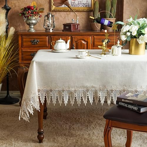 Miniatura 2 de ARTABLE Mantel de encaje gris rústico para mesa de café, para cocina, hogar y comedor (gris piedra, 60 x 104 pulgadas)