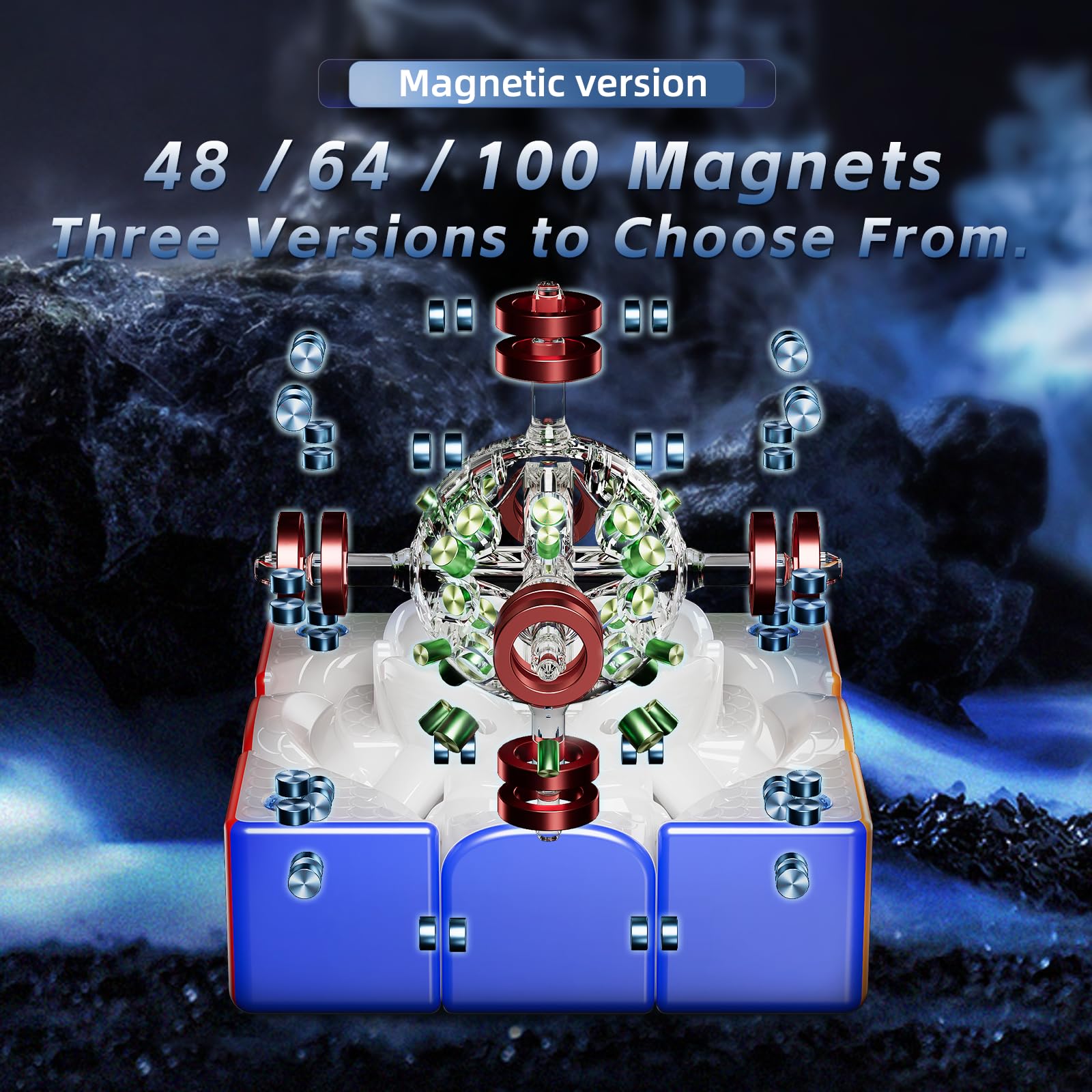 Moyu Weilong V11 2025 Speed Cube 3x3 Senza Adesivi Cubo Puzzle 3x3 Tensione Regolabile 64 Magneti 3 per 3 Liscio Professionale Magnetico Master Cube (Versione UV a Nucleo Sferico)