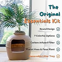 Vista 96 de Good Pet Stuff Kit original de caja de arena oculta y forro reutilizable, maceta redonda cerrada con plantas artificiales, sistema de filtro de olor