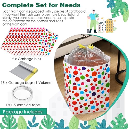 Miniatura 4 de Botes de basura desechables de plástico de 13 galones, paquete de 12 botes de basura desechables para fiestas, eventos, cocina, ferias comerciales,