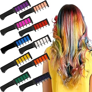 Hair Chalk for Girls, Jiasoval 10 Colors Temporary Hair Chalk Comb, Non-Toxic Washable Hair Chalk Pens Set for Festival, Carnival, Party, Christmas, Halloween, Birthday, DIY Perfect Gifts for Kids