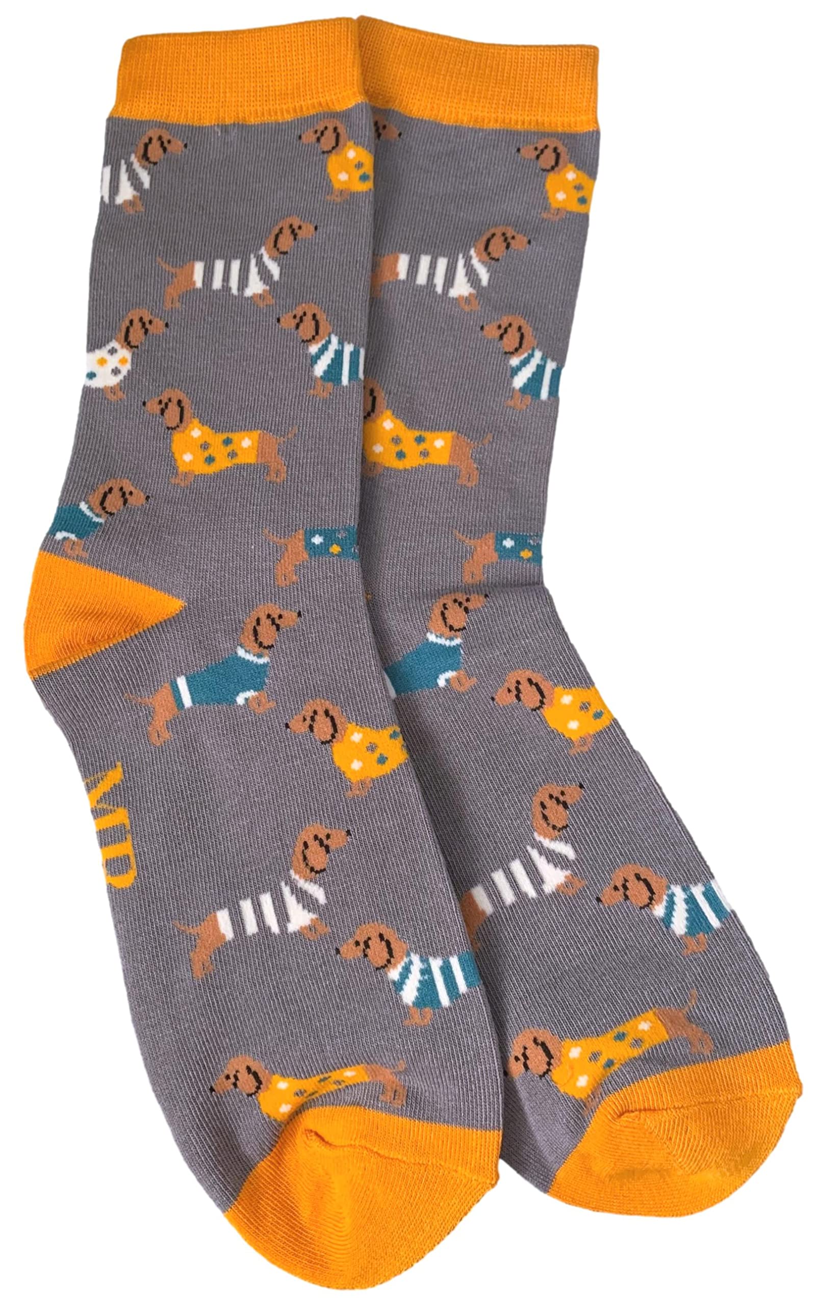 Purple Possum Men's Grey ( Single Pair ) Purple Possum® Socks Dachshund Sausage Dog Dogs Bamboo Cotton Blend Novelty Socks Uk Shoe Size 7-11 Gift Idea (Grey (Single Pair))