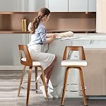 Moustache Bar Stools Set of 2, Swivel Bar Chairs with Soft Cushion Seat | Mid-Backrest, Soft Cushion, For Counter Island, Bar, Coffee Shop, Kitchen Counter Stools