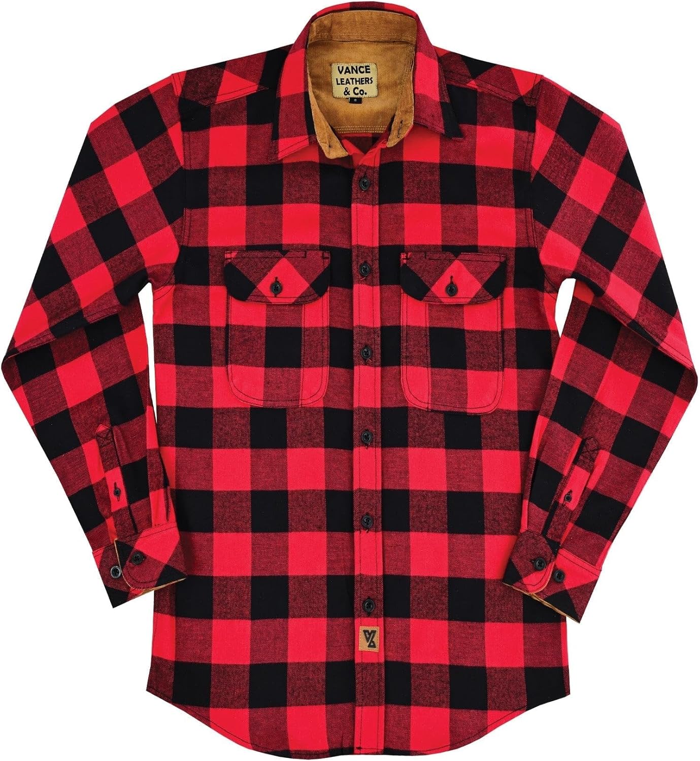 Men's Long Sleeve Plaid Button Down Casual Flannel Shirt, for Men Soft 100% Cotton, Corduroy Cuffs - Image 5