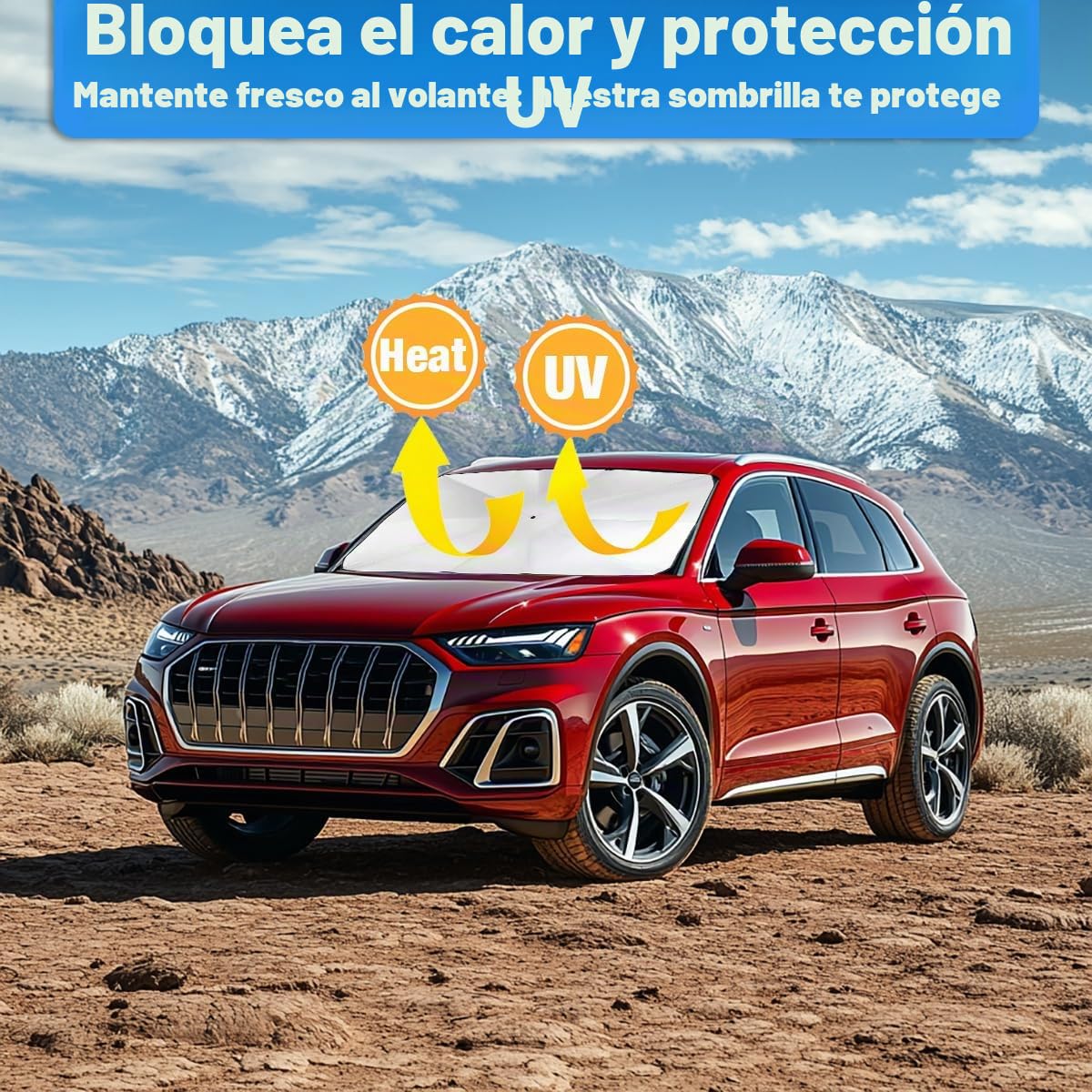 Parasol para Parabrisas de Coche, Plegable Parasol Paraguas Coche, Protección UV y contra el Calor, Reflectante, Protección del Interior, para Berlina y SUV