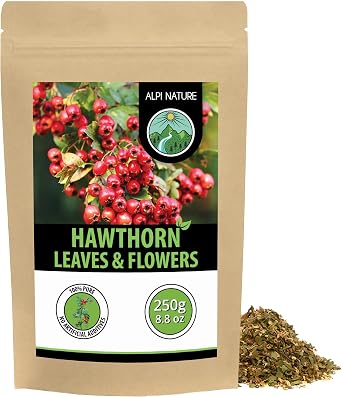 Alpi Nature Hawthorn Tea 250g 8.8 oz, Loose Leaf Tea, Dried and Cut Hawthorn Leaves and Flowers