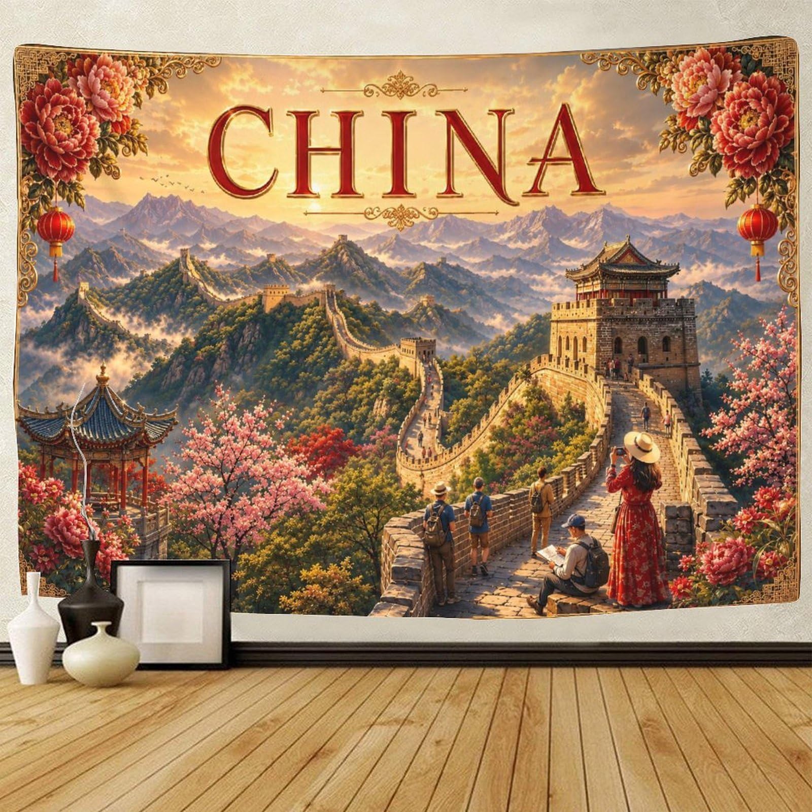 GPMNBCXZK Great Wall of China Theme 3D Print Tapestry for Bedroom Wall Hanging Decor Tapestries Home Decoration Curtain Living Room College Dorm 70cmx100cm