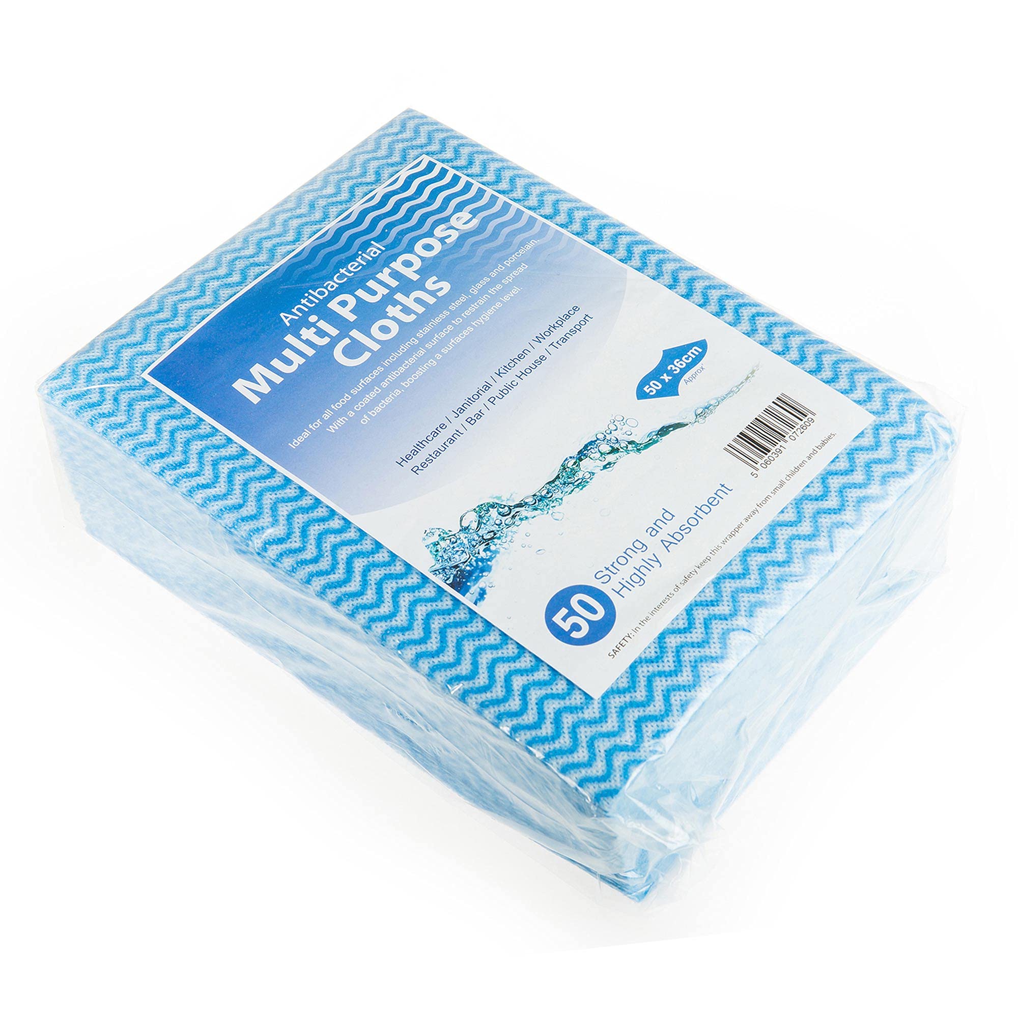 Drinkstuff Antibacterial Cloths Blue, CAW-111B, Pack of 50