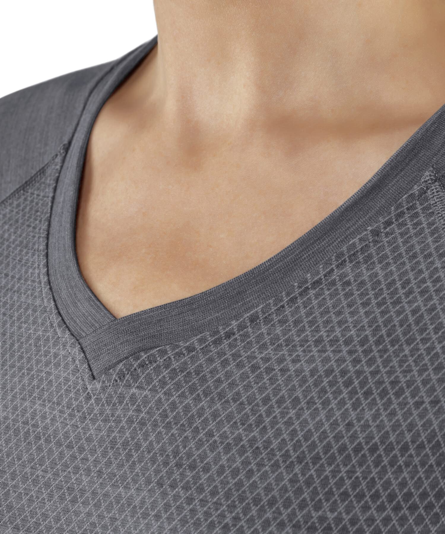 FALKE Kobiety Warstwa podstawowa (góra) Wool-Tech Light V Neck W S/s Ts wełna materiał funkcjonalny regulujące klimat 1 Sztuka, Szary Grey-Heather 3757, L