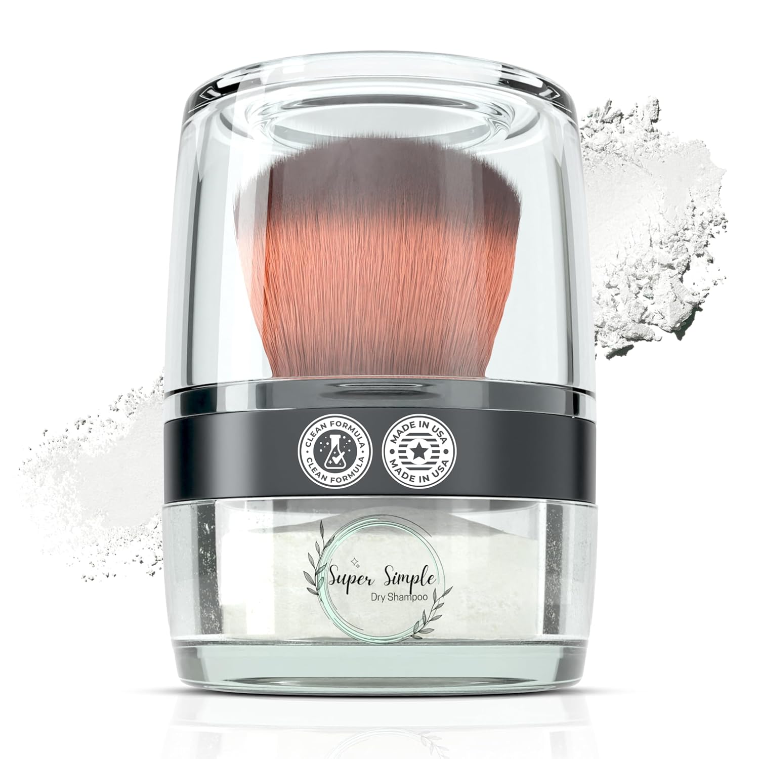 Super Simple Natural Dry Shampoo Powder – Travel Dry Shampoo for Women & Men with Mess-Free Applicator – Clean, Oil-Absorbing Formula for All Hair Types – Made in the USA (0.24oz)