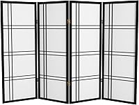 Vista 27 de Pantalla Shoji de doble cruz corta de 4 pies - Negro - 3 paneles