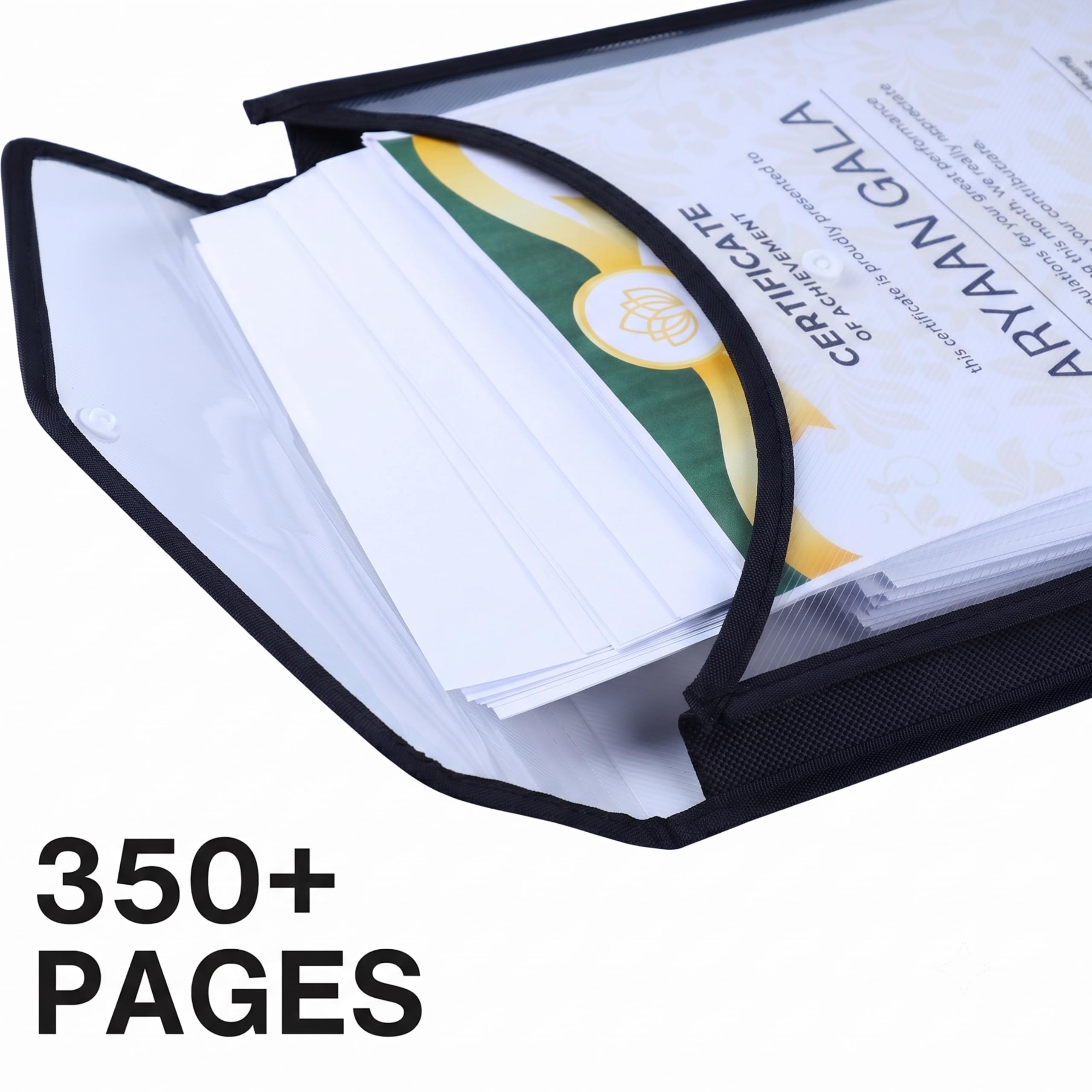 SPS Carpeta de archivos, A4 vertical de poliplástico, bolsa de almacenamiento de archivos transparente con botón pulsador, juego de 5 carpetas de archivos (vertical, negro, paquete