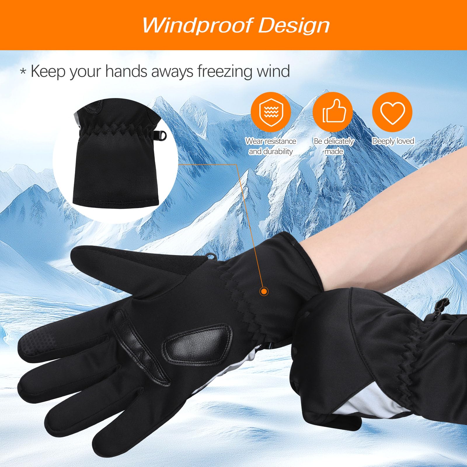 Gants Chauffants USB Électriques All-round Heating Gant Chauffant Fin Velo, Écran Tactile Antidérapant Gants Chauffants avec 3 Niveaux de Chaleur, Doublure Thermique pour Courir, Marcher, Conduire