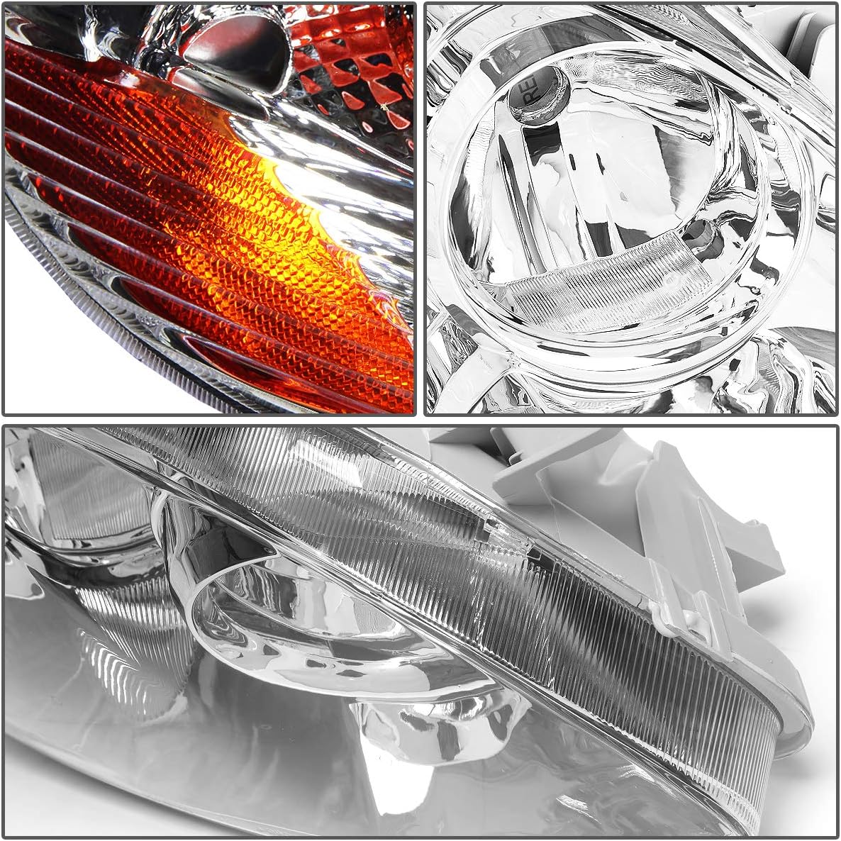Auto Dynasty TO2503160 Factory Style Halogen Headlight Lamp Compatible with Toyota Corolla 2003 2004 2005 2006 2007 2008, Passenger Right Side, Chrome Housing Amber Corner