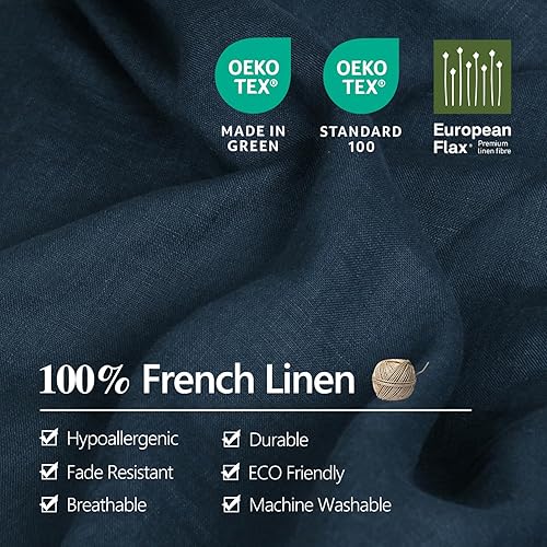 Miniatura 5 de S VICTORY SYMBOL - Juego de sábanas 100% de lino natural francés, ropa de cama ultrasuave, duradera y lujosa, lavado de piedra, 4 piezas (color