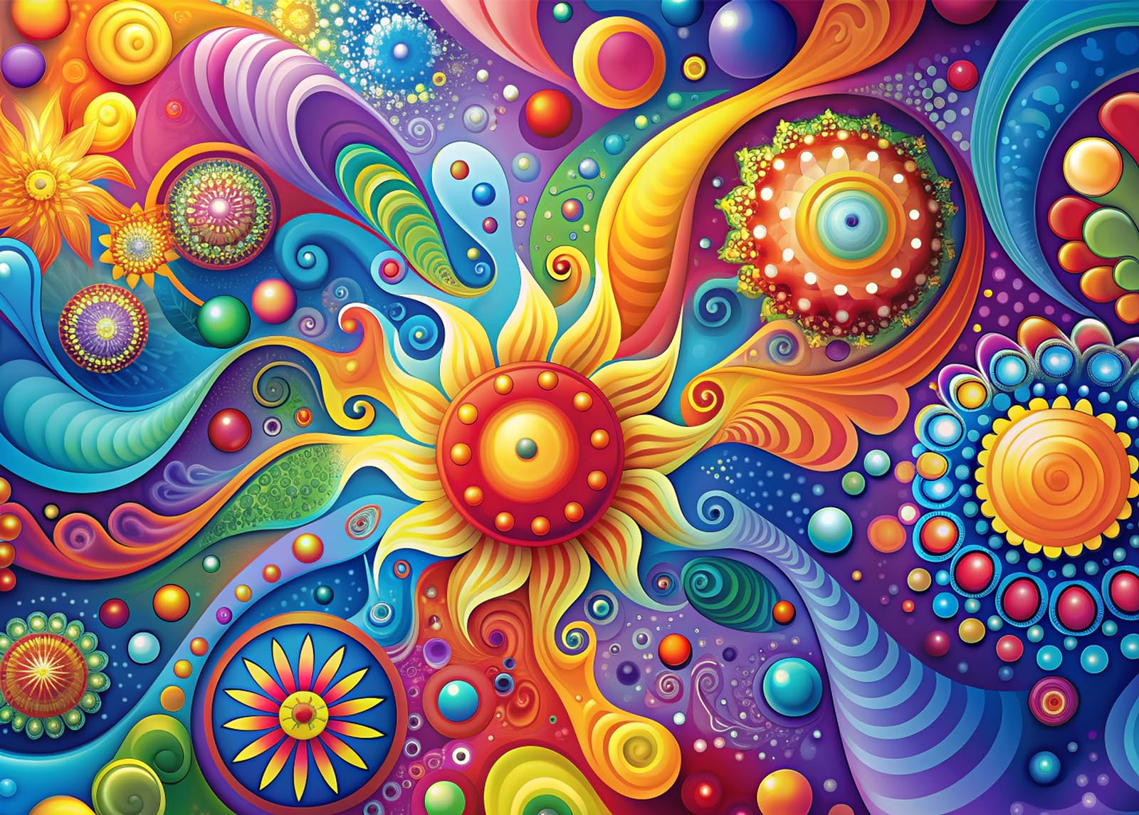 Bullglesup Puzzles for Adults Large 777 Pieces, Abstract Flower Jigsaw with Poster Letter on Back