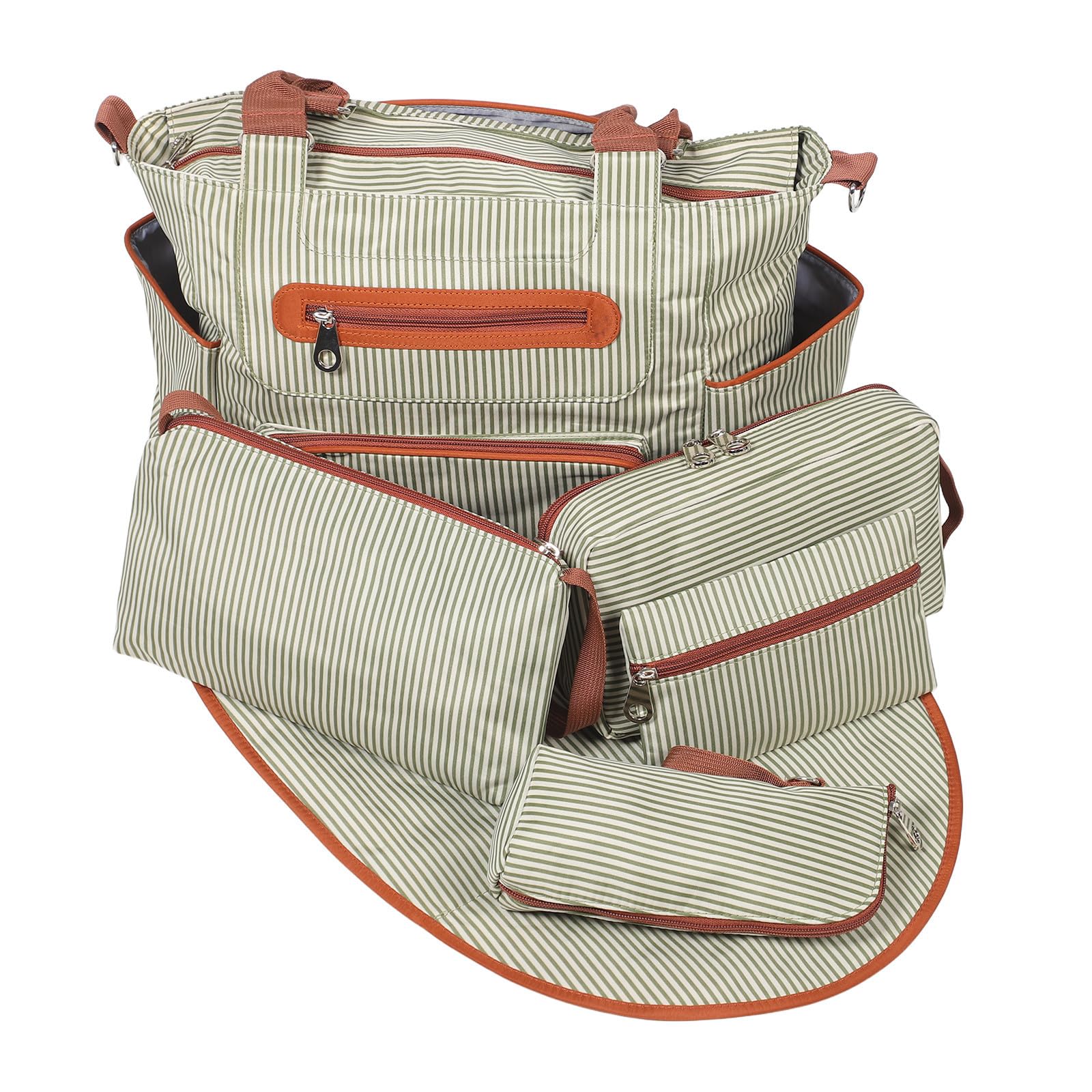 Kichvoe Pouches in Poliestere 7 Pezzi Borsa Fasciatoio Tote Mamma Khaki