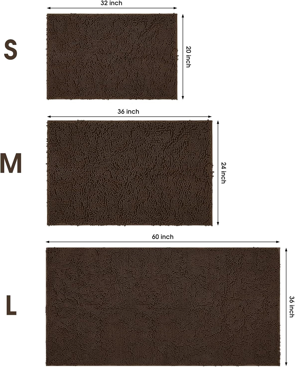HOMEIDEAS Absorbent Door Mat, Chenille Soft Washable Dog Welcome Rug for Entryway, Front Muddy Doormat (Brown, 24"x36")