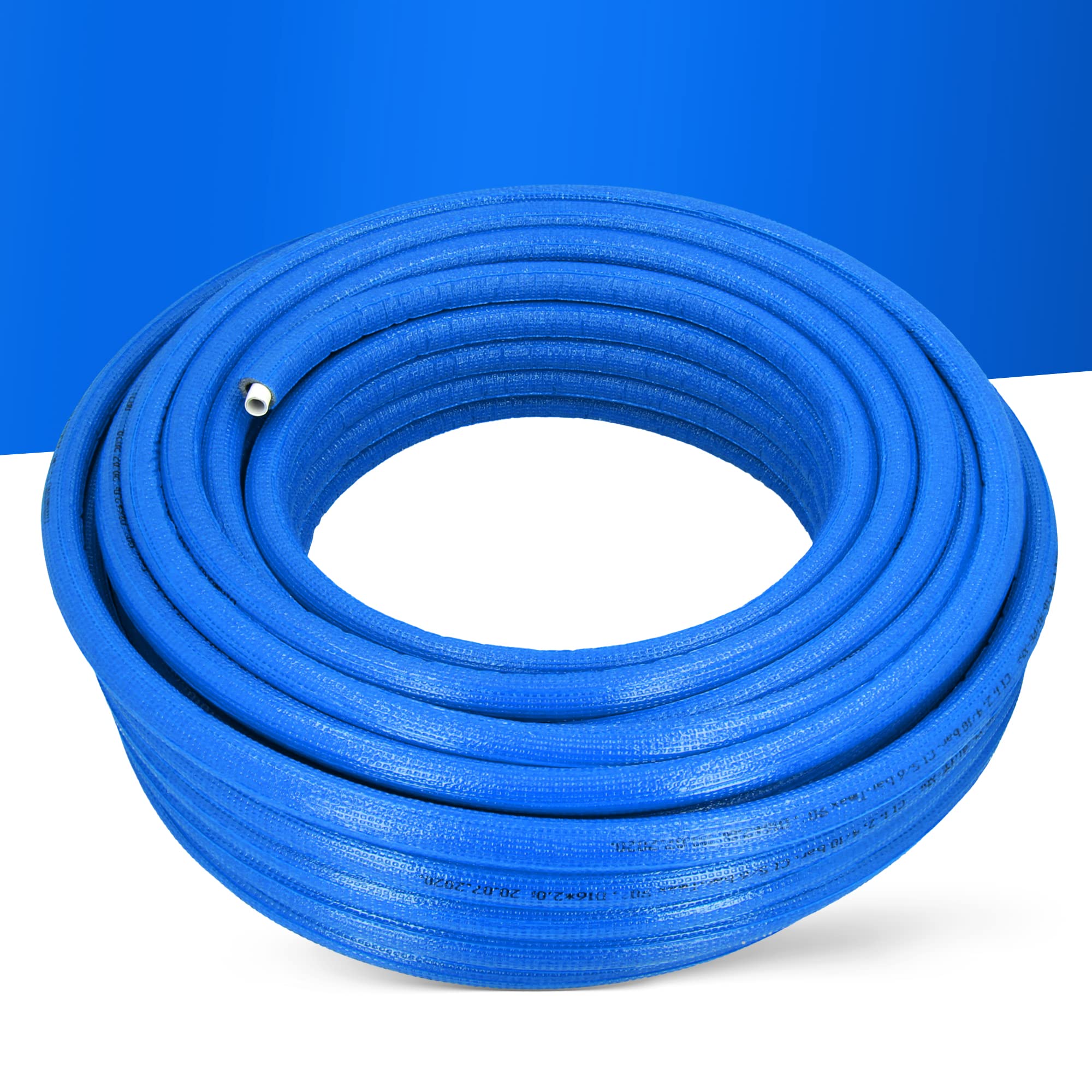 Vorisoliertes PEX/AL/PEX-Rohr Polyethylen-Ummantelung Stark Langlebig 16 x 2 mm Blau 50 m Wasserversorgungs-Heizsysteme