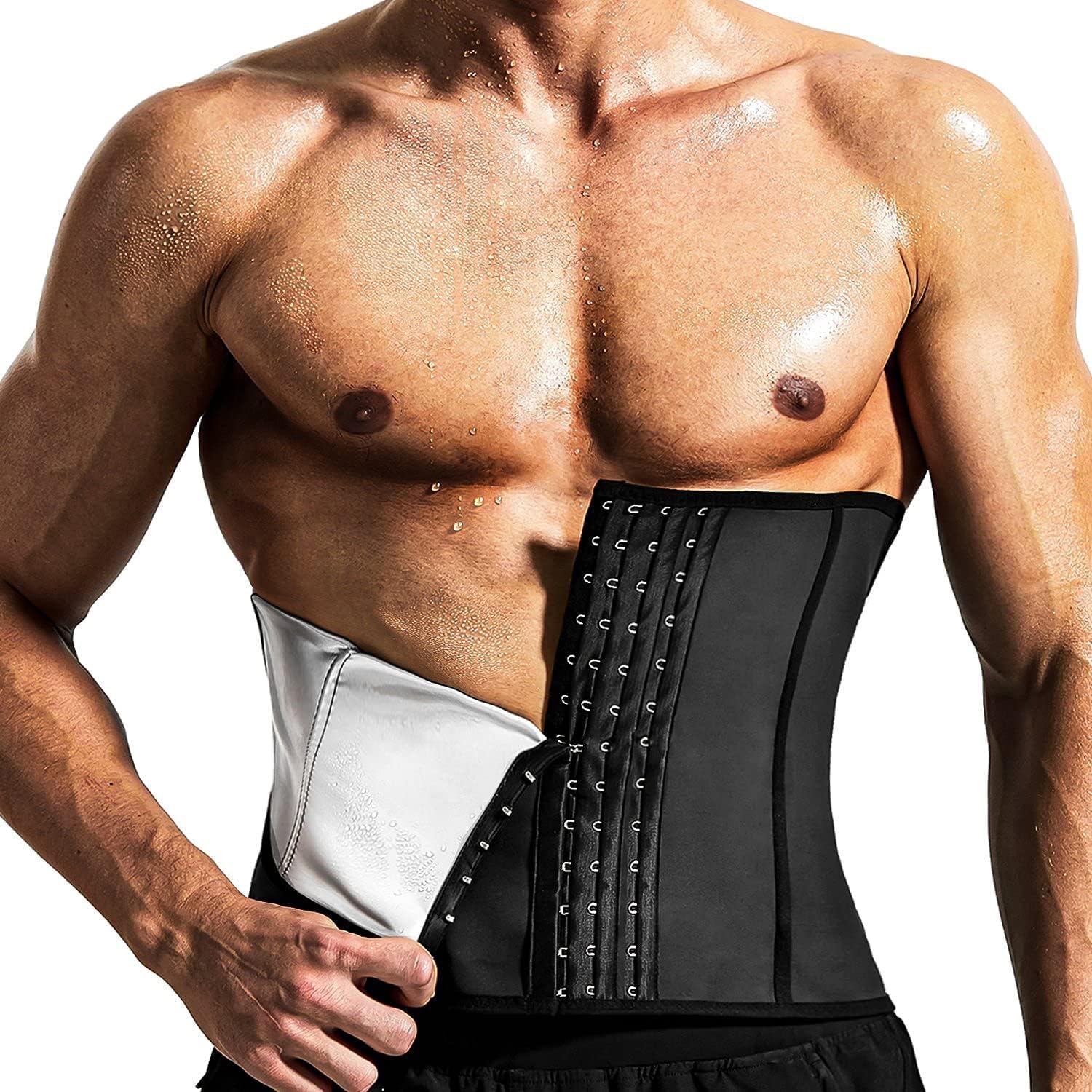 THE WHITE SHOP Waist Trainer Trimmer for Men,Mens Waist Trainer Tummy Control Sweat Wrap/L
