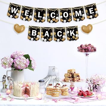Welcome Back Banner Back to Home Back to Work Happy Retirement Family Reunion Party Decoration Supplies Classroom School Decor Print Bunting Banner