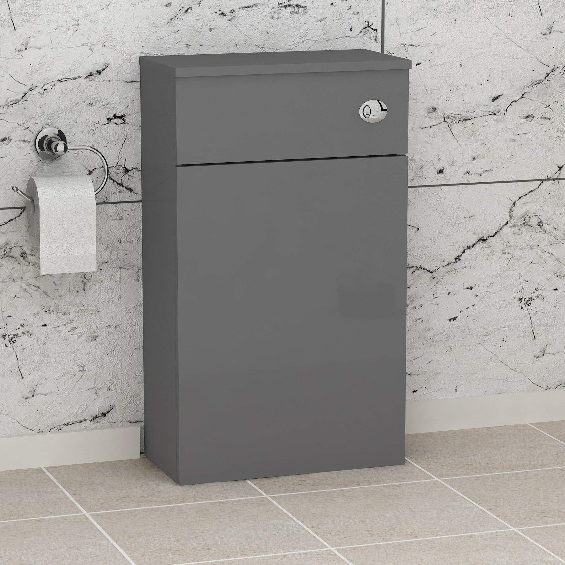 500 x 260mm Indigo Grey Gloss BTW Back To Wall WC Unit Toilet Bathroom Furniture