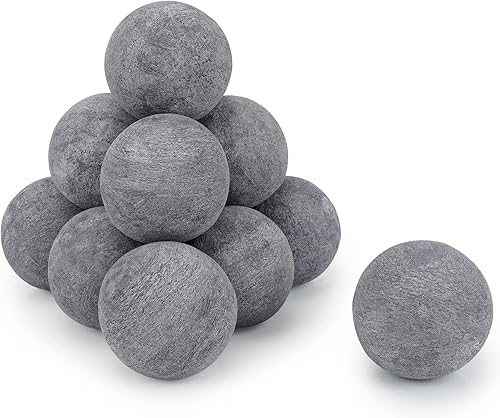 Stanbroil Bolas de fuego de cerámica Piedras redondas de 4 pulgadas para hoguera y chimenea Juego de 12, color gris