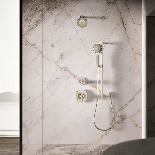 Miniatura 9 de KOHLER 22166-G-BV Purist - Ducha de mano con cuatro funciones, cabezal de ducha de mano con 3 ajustes de pulverización, 1.75 GPM, bronce cepillado