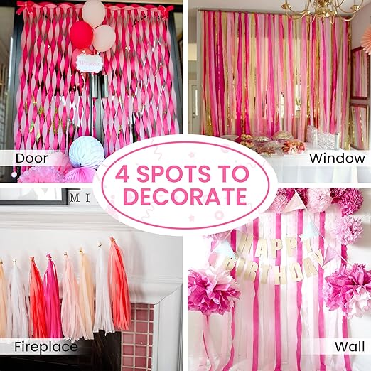 Product image for PartyWoo Crepe Paper Streamers 4 Rolls 328ft - 6